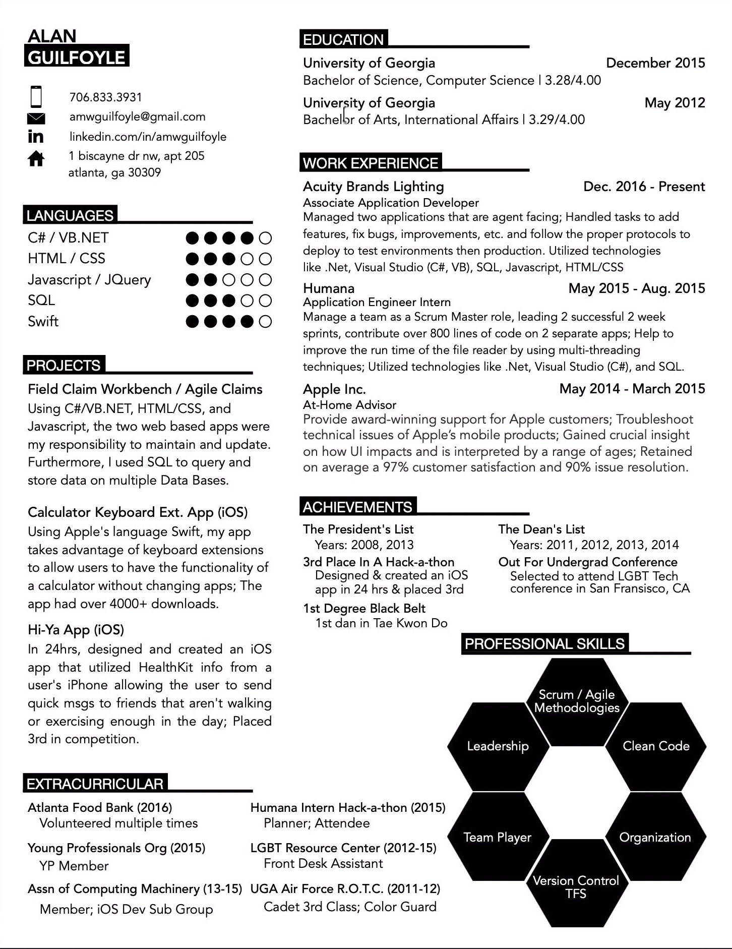 Original résumé design from 2015, before ATS scrapers became ubiquitous